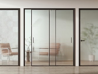 Modern swing door glass door sliding door 3d model