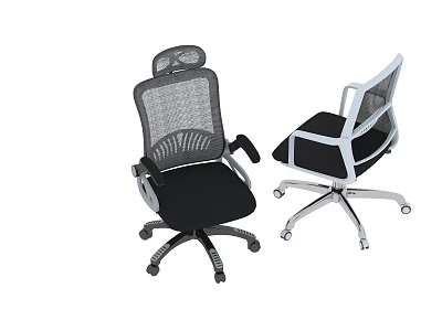 Contemporary Office Mesh Chairs In Black Gray And White With Swivel Wheels 3d model