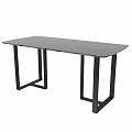 Modern Minimalist Dining Table With Gray Surface And Black Metal Legs 3d model