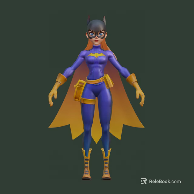 Superhero Game And Movie Character In Blue Bodysuit With Yellow Cape Mask And Gloves 3d model 
