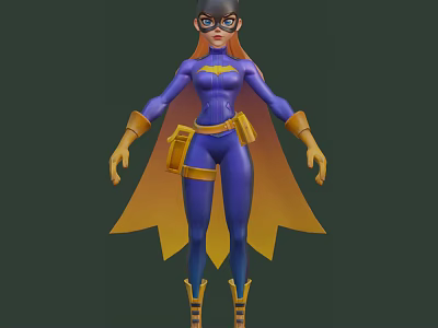 Superhero Game And Movie Character In Blue Bodysuit With Yellow Cape Mask And Gloves 3d model