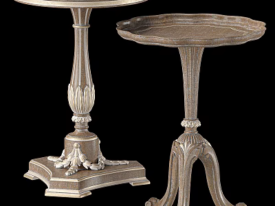 Pair of Classic Wooden Ornate Coffee Tables With Intricate Carved Bases And Decorative Legs 3d model