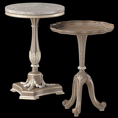 Pair of Classic Wooden Ornate Coffee Tables With Intricate Carved Bases And Decorative Legs 3d model