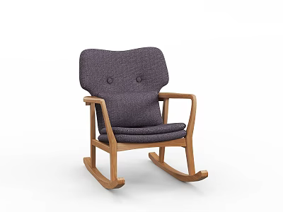 Modern Dark Purple Rocking Chair With Upholstered Button Tufted Backrest And Wooden Frame 3d model