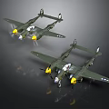 Spacecraft Model With Twin Green Fuselage And Yellow Propellers Design