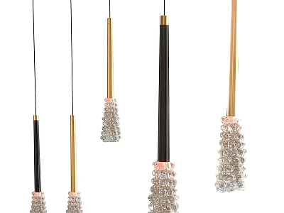 Elegant Modern Hanging Pendant Lights With Black Gold Metal And Crystal Decorations 3d model