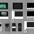 Various Modern Doorbell Designs With Video Screen Intercom And Digital Keypad Features 3d model