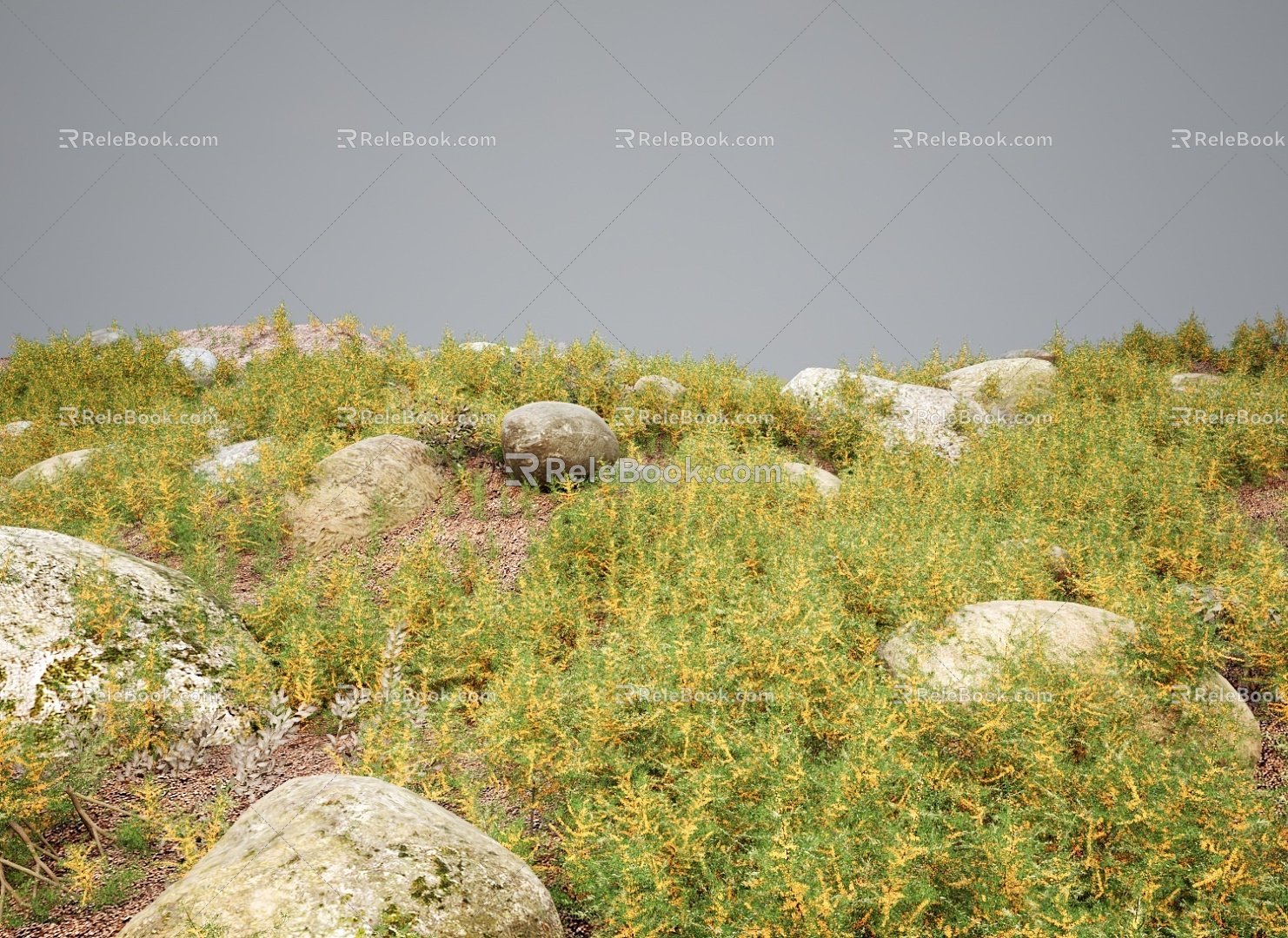 Modern Grassland Shrubs Grass Green Plant Shrubs 3d model