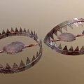 Wild Animals Trapping Tools With Spiked Metal Rings And Rusty Surfaces 3d model