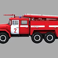 Red Fire Truck With White Stripes Number 2 Emergency Lights And Ladder