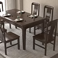 Classic New Chinese Style Solid Wood Dining Table And Chairs Set For Home Dining Room