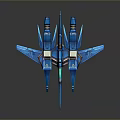 Detailed Blue Mecha Model With Streamlined Wings Spikes And Vibrant Details