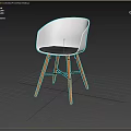 Modern White Stool With Curved Backrest Black Seat Cushion And Wooden Legs