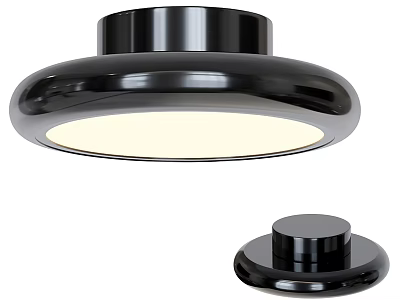 Modern Black Round Ceiling Light With Illuminated Panel And Sleek Design 3d model