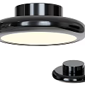 Modern Black Round Ceiling Light With Illuminated Panel And Sleek Design