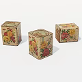 Three Vintage Decorative Boxes With Floral Patterns And Ornate Details 3d model