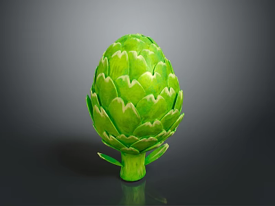 Fresh Green Artichoke With Tightly Packed Leaves On Dark Background 3d model