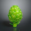 Fresh Green Artichoke With Tightly Packed Leaves On Dark Background