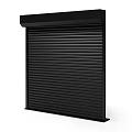 Black Roller Curtain Featuring Vertical Stripes In Closed Window Covering Style 3d model