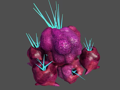 Vibrant Purple Plant With Bulbous Bodies And Blue Slender Spikes On Top 3d model