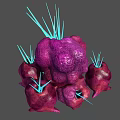 Vibrant Purple Plant With Bulbous Bodies And Blue Slender Spikes On Top