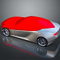 Silver Car With Red Cover Streamlined Design And Silver Wheels On Dark Background With Reflection 3d model