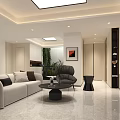 Modern Lounge Room Interior With Beige Sofa Armchair Coffee Table And Decorative Painting