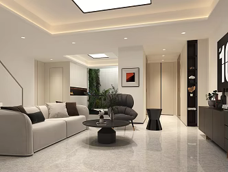 Modern Entertainment Room Modern Leisure Room Basement Sofa Coffee Table Sofa Chair Single Person Sofa Wardrobe TV Cabinet Plant Wall Decorative Cabinet 3d model