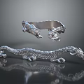 Silver Dragon Shaped Fashion Accessories Bracelet And Hairpin With Intricate Design