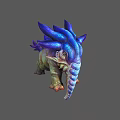 Mythical Fantasy Creature With Elephant Like Trunk Blue Purple Protrusions And Glowing Body Spots