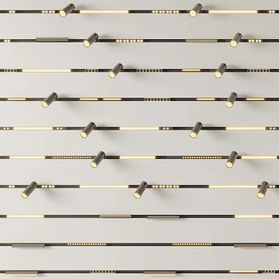 Downlights and Spotlights in Modern Linear Arrangement with Sleek Metal Design 3d model