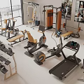 Modern Gym Fitness Equipment With Treadmill Dumbbell Rack Exercise Bike And Bench Press