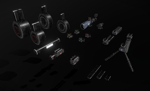 Sci-fi weapon accessories 3d model