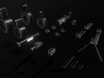Sci-fi weapon accessories 3d model
