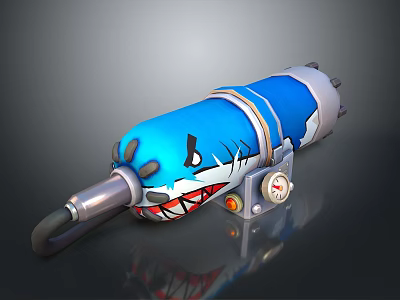 Blue Shark Shaped Daily Life Product With Silver Parts Black Hook And Cartoon Design 3d model