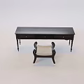 Long Black Classic Dining Table With Drawers And Matching Chair With Light Cushion