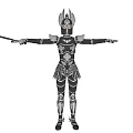 Modern game characters wear armor with swords 3d model