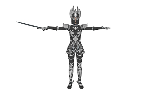 Modern game characters wear armor with swords 3d model