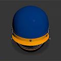 Racing Car Helmet Blue Yellow BRABHAM Branding In Player Text Transparent Visor Brown Interior