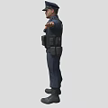 Realistic Game Movie Police Character In Uniform With Tactical Vest And Badge