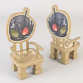 Wooden Kids' Chair with Cartoon Face Pattern on Backrest Cute Child Friendly Design