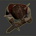 Goblin Character With Pointed Ears Brown Helmet And Red Vest Holding Sword