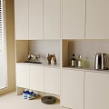 Modern White Shoe Cabinet With Window Blinds Countertop Decorative Items And Shoes