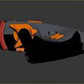 Stylish Handheld Tool With Gray Body Red Component Orange Accents And Black Handle