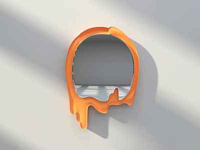 Orange Dripping Effect Mirror Modern Wall Mounted Design On White Background 3d model