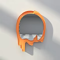 Orange Dripping Effect Mirror Modern Wall Mounted Design On White Background 3d model