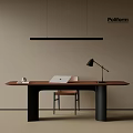 Modern Minimalist Wooden Office Desk And Chair Combination For Elegant Comfortable Home Office Space