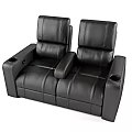 Modern Black Leather Two Seater Sofa With Stitched Design And Armrests 3d model