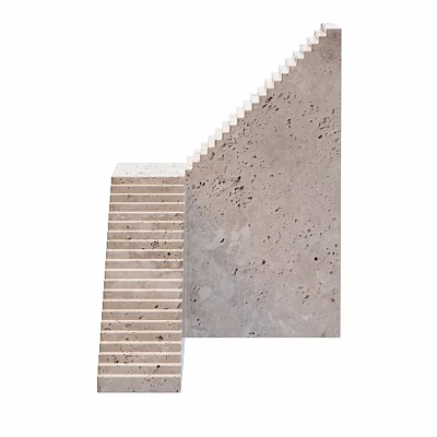 Stone Staircase With Textured Steps And Matching Wall Design For Modern Spaces 3d model