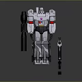 Transformers Action Figure Robot Toy With Silver Gray Body Purple Accents And Weapons